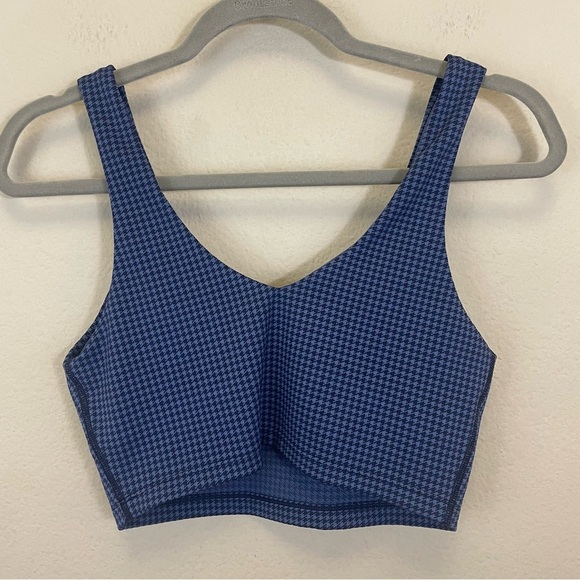 OFFLINE By Aerie Royal Navy Mini Houndstooth V-Neck Longline Sports Bra Size S - Picture 5 of 8